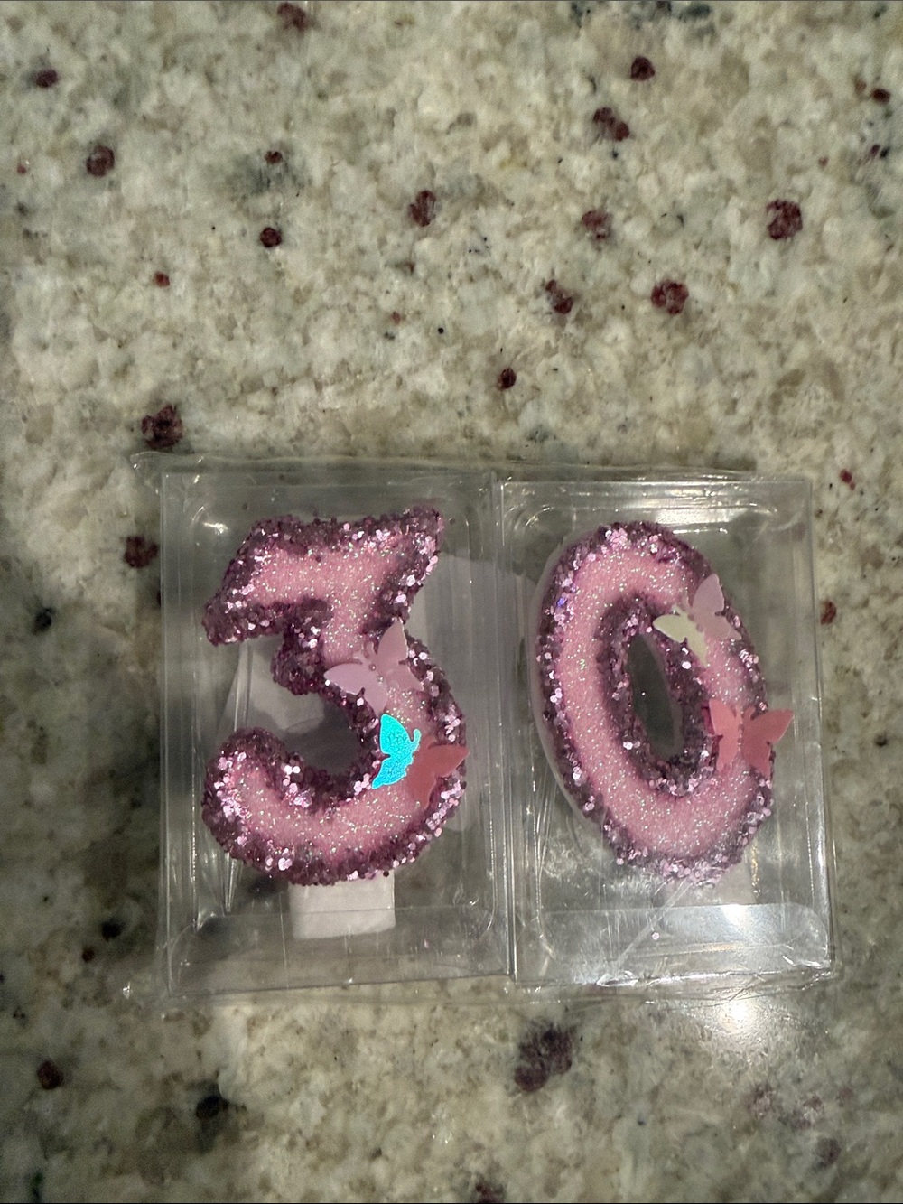 Amazon Pink Glitter Number 30 Birthday Candle Set with Butterfly Accents